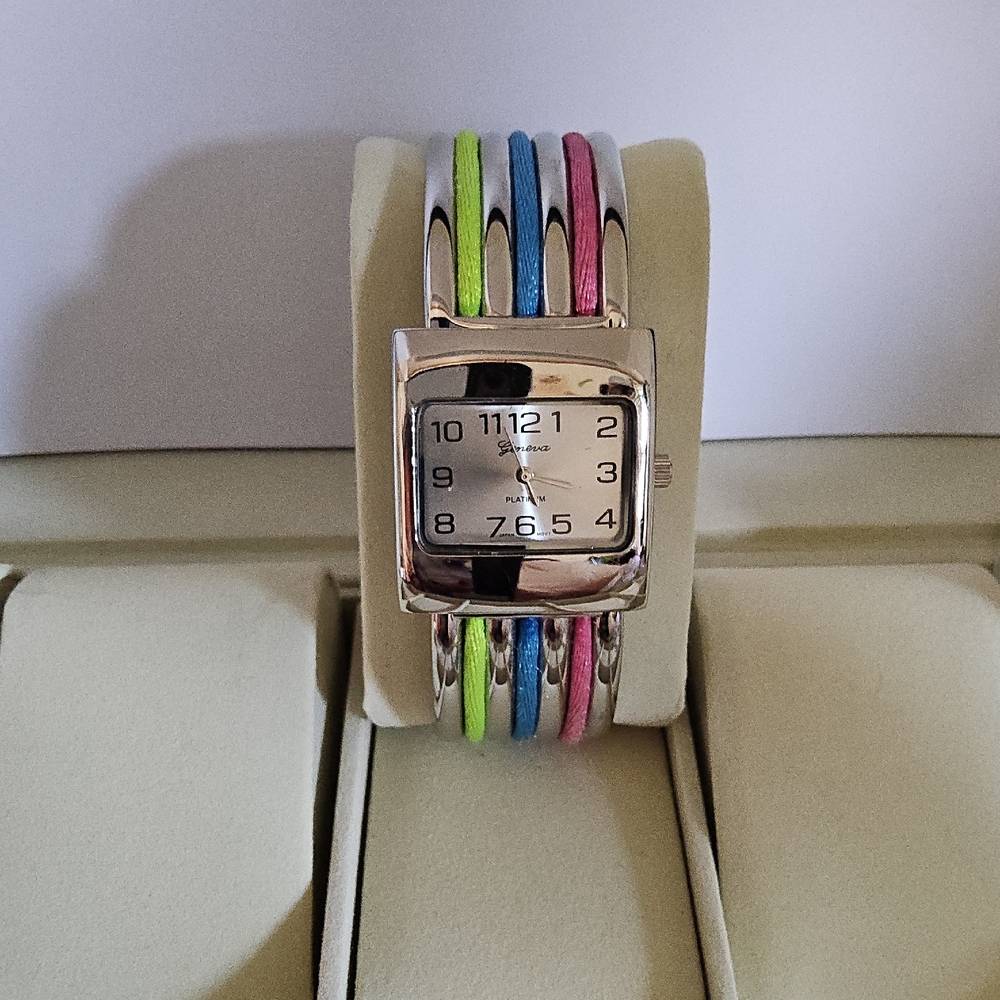 Geneva Platinum Multicolor Strap Watch - Picture 2 of 4
